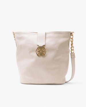 Бежевая кожаная сумка-шоппер на плечо Cuplé, бежевый CUPLE
