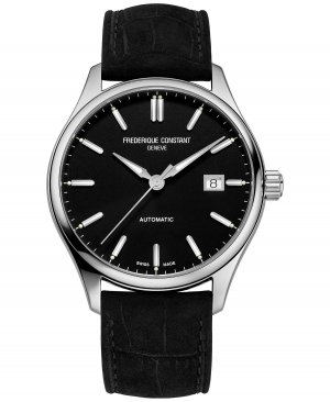 Мужские швейцарские автоматические часы с классическим индексом, черный кожаный ремешок, 40 мм Frederique Constant Frédérique