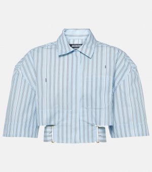 Хлопковая рубашка в полоску la chemise courte bari , синий Jacquemus