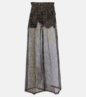 Широкие брюки из шелковой органзы с цветочным принтом парео , мультиколор Max Mara