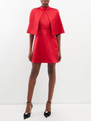 Атласное мини-платье мини с накидкой-кейпом , красный Carolina Herrera