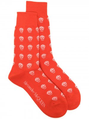 Носки с принтом Skull Alexander McQueen. Цвет: оранжевый