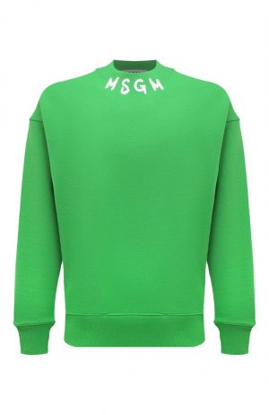 Хлопковый свитшот MSGM. Цвет: зелёный