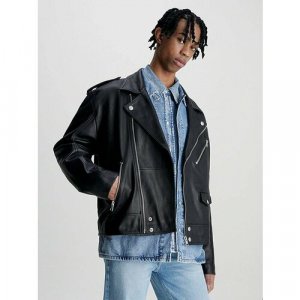 Кожаная куртка , размер XXL, черный Calvin Klein Jeans. Цвет: черный