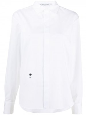 Рубашка pre-owned с вышитым логотипом Christian Dior. Цвет: белый