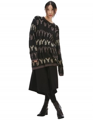Вязаный свитер с логотипом YY Yohji Yamamoto