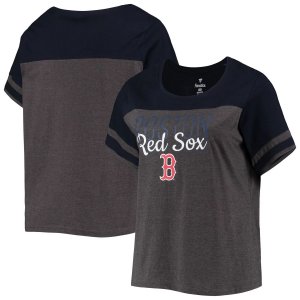 Женская темно-серая/темно-серая футболка Boston Red Sox больших размеров с цветными блоками Unbranded
