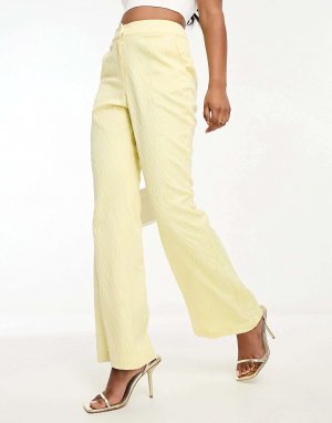 Жёлтые жаккардовые брюки-клеш Twisted Tailor. Цвет: желтый