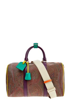 Дорожная сумка из кожи с принтом пейсли и яркой отделкой ETRO. Цвет: мульти