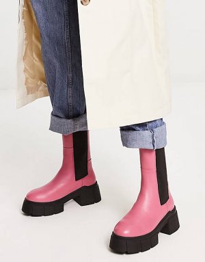 Розовые кожаные ботинки челси премиум-класса ASOS DESIGN Adelphi