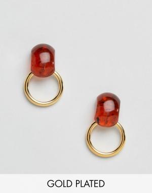 Золотистые серьги-кольца с отделкой Gogo Philip. Цвет: золотой