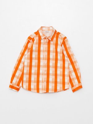 Клетчатая рубашка для мальчика с длинными рукавами LCW ECO, оранжевый плед Eco