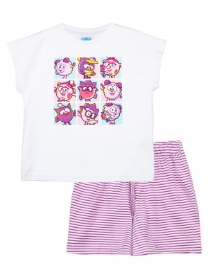 Комплект трикотажный фуфайка футболка шорты пижама PLAYTODAY. Цвет: белый,разноцветный