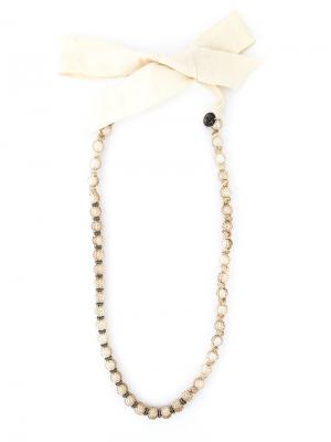 Длинное ожерелье из искусственного жемчуга Lanvin Pre-Owned. Цвет: бежевый