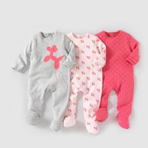 Комплект из 3 пижам интерлока 0 мес-3 лет R édition. Цвет: розовый + серый + фуксия
