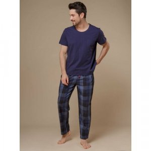 Пижама , размер XL(50), синий Indefini. Цвет: синий