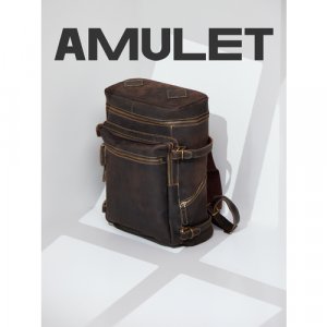 Рюкзак планшет, натуральная кожа, отделение для ноутбука, вмещает А4, внутренний карман, складной, коричневый amulet. Цвет: коричневый