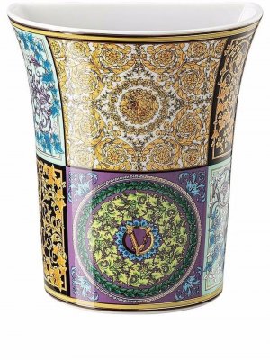 Фарфоровая ваза с узором Barocco Versace. Цвет: белый