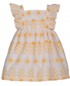 Солнечное платье с вышивкой для маленьких девочек и развевающимися рукавами Bonnie Baby