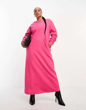 Розовое спортивное платье миди с карманами DESIGN Curve Asos