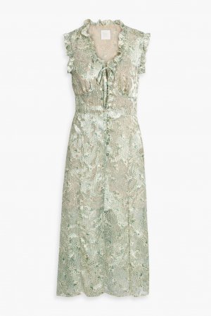 Платье миди fil-купе с принтом и оборками , серо-зеленый Anna Sui