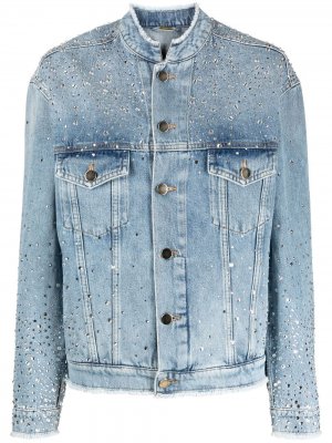 Джинсовая куртка с кристаллами Alexandre Vauthier. Цвет: синий