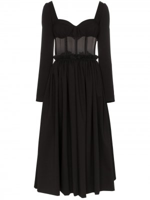 Полупрозрачное платье миди с длинными рукавами Rosie Assoulin. Цвет: черный