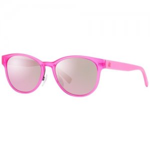 Солнцезащитные очки UNITED COLORS OF BENETTON, кошачий глаз, оправа: пластик, ударопрочные, с защитой от УФ, зеркальные, для женщин, розовый Benetton. Цвет: розовый