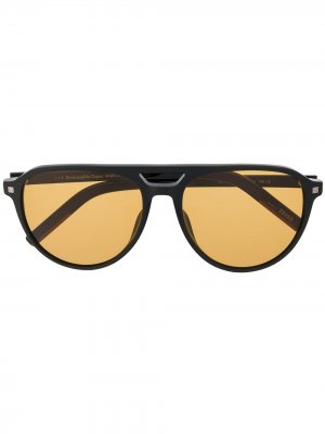 Солнцезащитные очки-авиаторы Ermenegildo Zegna. Цвет: черный