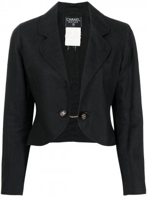 Укороченный пиджак 1994-го года с цепочкой Chanel Pre-Owned. Цвет: черный
