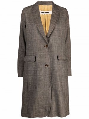 Однобортное пальто с контрастной вставкой Uma Wang. Цвет: коричневый
