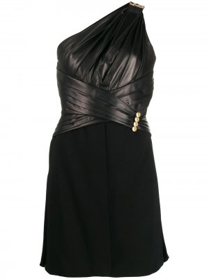 Короткое платье асимметричного кроя Versace. Цвет: черный