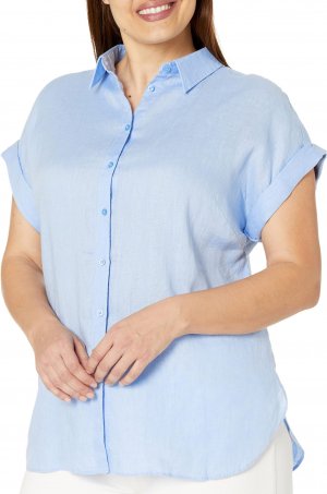 Льняная рубашка больших размеров с рукавами «летучая мышь» LAUREN Ralph Lauren, цвет Pebble Blue