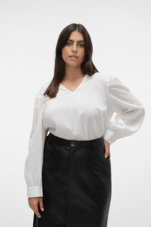 Рубашка с длинным рукавом и ажуром Curve Vero Moda Curve, белый