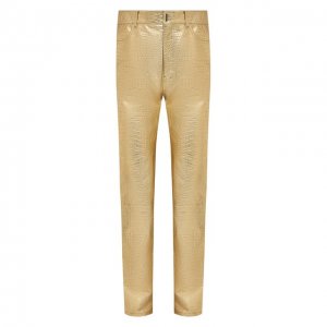 Кожаные брюки Givenchy. Цвет: золотой