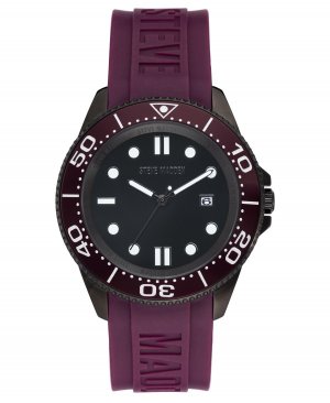 Мужские часы из силикона фиолетового цвета с тиснением логотипа , 44X50 мм Steve Madden