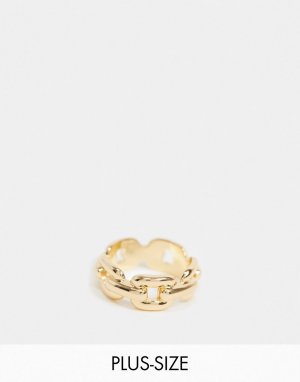 Эксклюзивное золотистое кольцо в форме цепочки -Золотистый DesignB London Curve