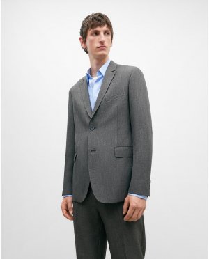 Однотонный мужской пиджак с двумя пуговицами серого меланжевого цвета , серый Adolfo Dominguez