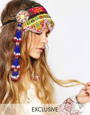Фестивальная повязка на голову из разноцветного бисера Vinta Reclaimed. Цвет: мульти