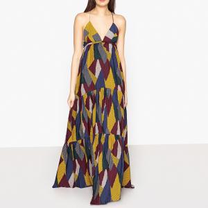 Платье длинное с рисунком WEAVE BA&SH. Цвет: разноцветный