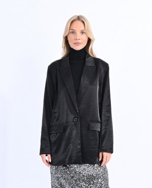 Женский пиджак с длинными рукавами из атласной ткани , черный Molly Bracken