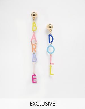 Серьги-подвески Doll Letter Barbie. Цвет: золотой