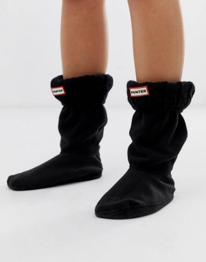 Короткие толстые носки с вязкой косами -Черный Hunter