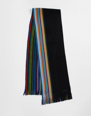 Черный шарф с разноцветными полосками Paul Smith