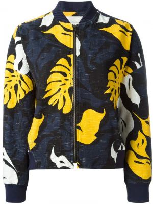 Куртка-бомбер с растительным принтом Cédric Charlier. Цвет: синий