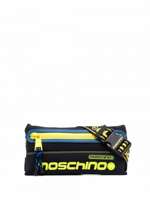 Поясная сумка с логотипом Moschino. Цвет: черный