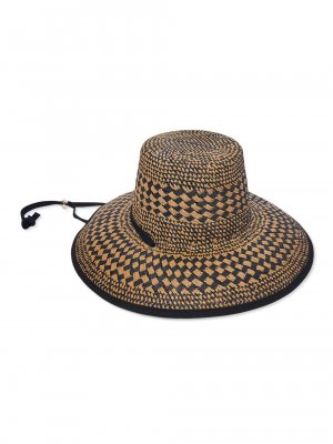 Соломенная шляпа с плоским верхом в клетку Brielle Lele Sadoughi