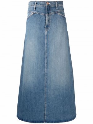 Расклешенная джинсовая юбка макси MOTHER. Цвет: синий