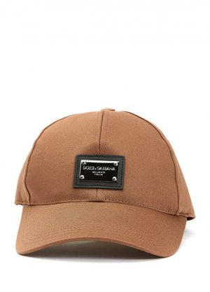 Коричневая мужская шляпа с логотипом Dolce&Gabbana
