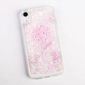 Чехол для телефона iphone xr с блёстками внутри flower, 7.6 × 15.1 см Like me. Цвет: белый, розовый